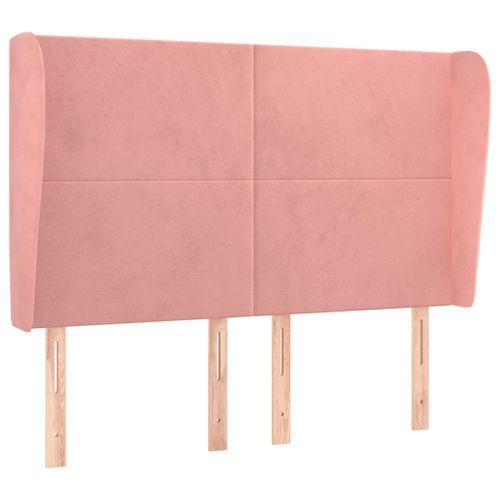 Tête de lit avec oreilles Rose 147x23x118/128 cm Velours - Photo n°2; ?>