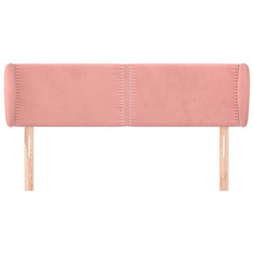 Tête de lit avec oreilles Rose 147x23x78/88 cm Velours - Photo n°3; ?>