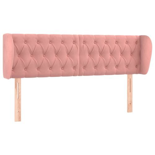 Tête de lit avec oreilles Rose 147x23x78/88 cm Velours - Photo n°2; ?>