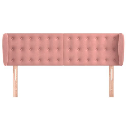 Tête de lit avec oreilles Rose 147x23x78/88 cm Velours - Photo n°3; ?>