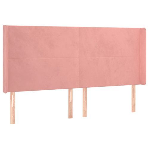 Tête de lit avec oreilles Rose 163x16x118/128 cm Velours - Photo n°2; ?>