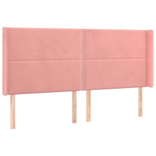 Tête de lit avec oreilles Rose 163x16x118/128 cm Velours - Photo n°2; ?>