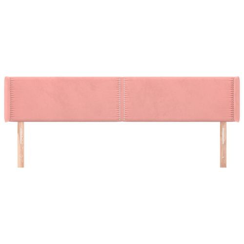 Tête de lit avec oreilles Rose 163x16x78/88 cm Velours - Photo n°3; ?>