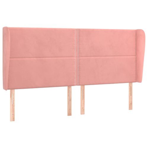 Tête de lit avec oreilles Rose 163x23x118/128 cm Velours - Photo n°2; ?>