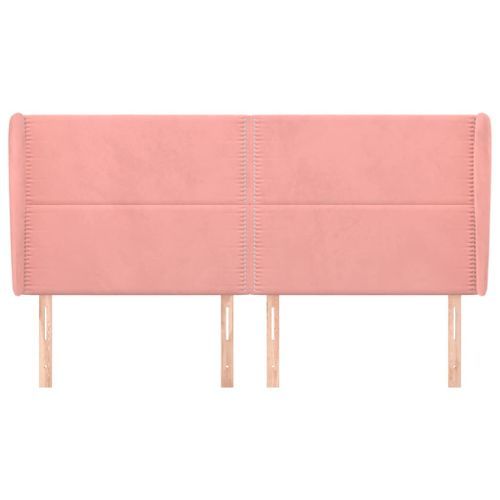 Tête de lit avec oreilles Rose 163x23x118/128 cm Velours - Photo n°3; ?>