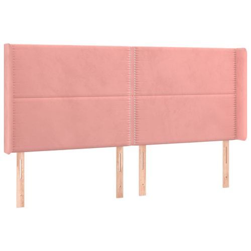 Tête de lit avec oreilles Rose 183x16x118/128 cm Velours - Photo n°2; ?>