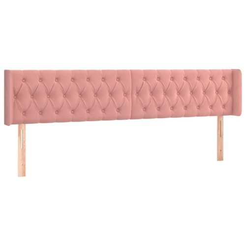 Tête de lit avec oreilles Rose 183x16x78/88 cm Velours - Photo n°2; ?>