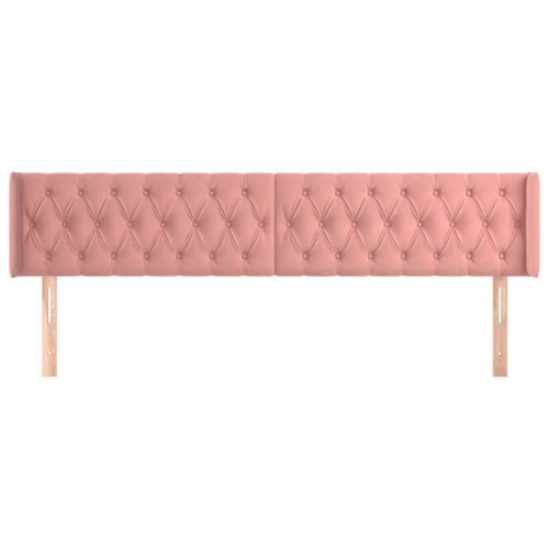 Tête de lit avec oreilles Rose 183x16x78/88 cm Velours - Photo n°3; ?>