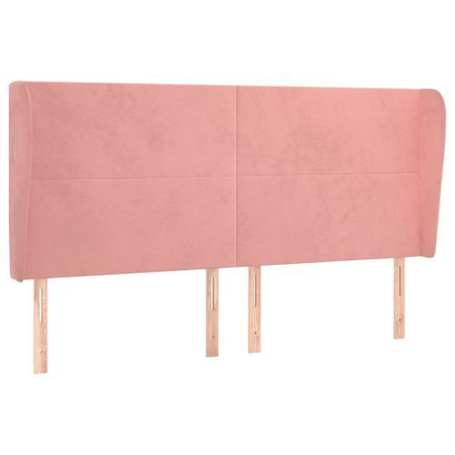 Tête de lit avec oreilles Rose 183x23x118/128 cm Velours - Photo n°2; ?>