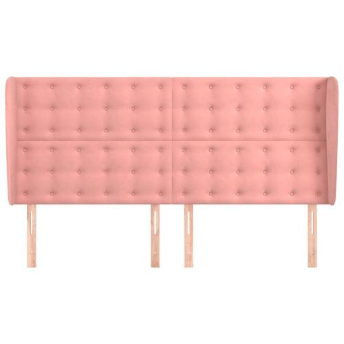 Tête de lit avec oreilles Rose 183x23x118/128 cm Velours - Photo n°3; ?>