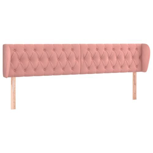 Tête de lit avec oreilles Rose 183x23x78/88 cm Velours - Photo n°2; ?>