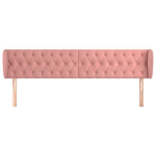 Tête de lit avec oreilles Rose 183x23x78/88 cm Velours - Photo n°3; ?>