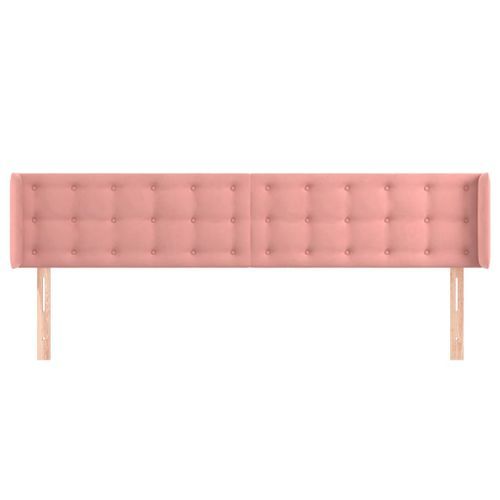 Tête de lit avec oreilles Rose 203x16x78/88 cm Velours - Photo n°3; ?>