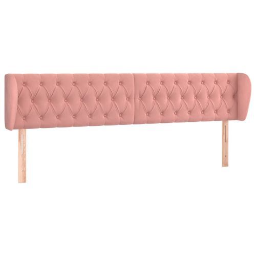 Tête de lit avec oreilles Rose 203x23x78/88 cm Velours - Photo n°2; ?>