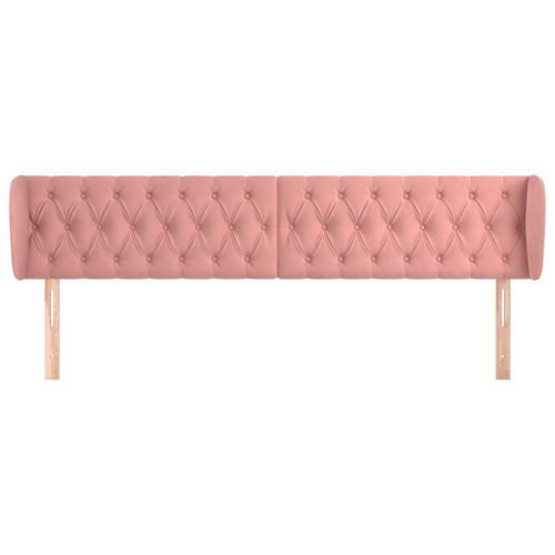 Tête de lit avec oreilles Rose 203x23x78/88 cm Velours - Photo n°3; ?>