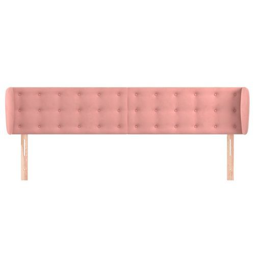 Tête de lit avec oreilles Rose 203x23x78/88 cm Velours - Photo n°3; ?>