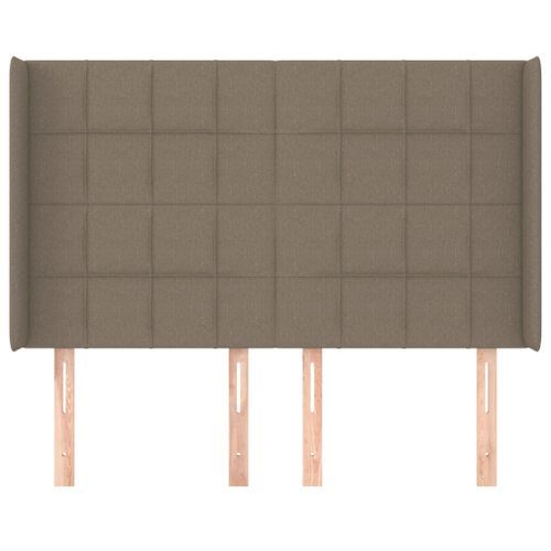 Tête de lit avec oreilles Taupe 147x16x118/128 cm Tissu - Photo n°3; ?>