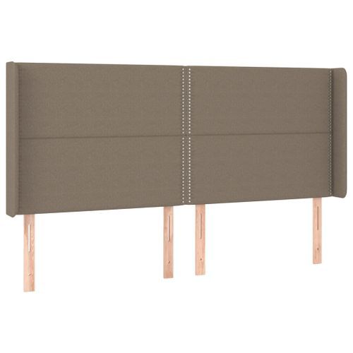 Tête de lit avec oreilles Taupe 163x16x118/128 cm Tissu - Photo n°2; ?>