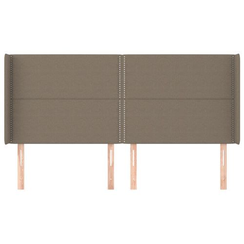 Tête de lit avec oreilles Taupe 163x16x118/128 cm Tissu - Photo n°3; ?>