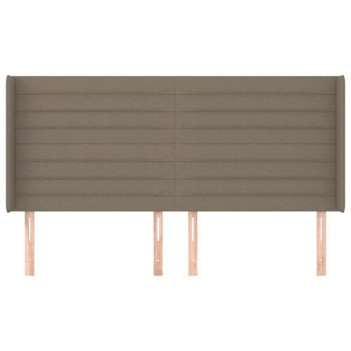 Tête de lit avec oreilles Taupe 183x16x118/128 cm Tissu - Photo n°3; ?>