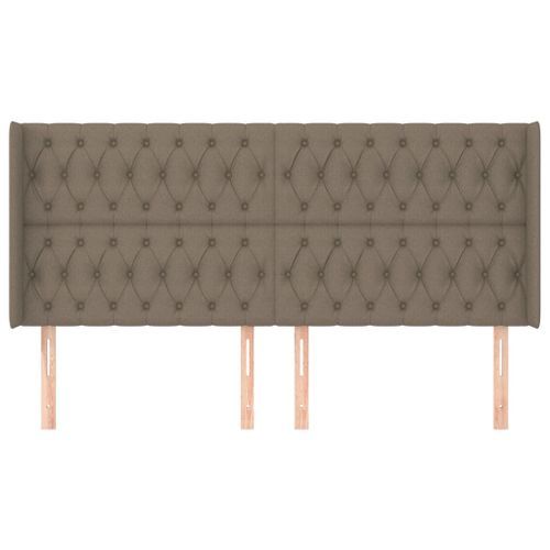 Tête de lit avec oreilles Taupe 183x16x118/128 cm Tissu - Photo n°3; ?>