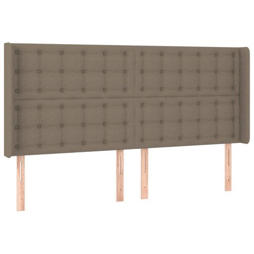 Tête de lit avec oreilles Taupe 203x16x118/128 cm Tissu - Photo n°2; ?>