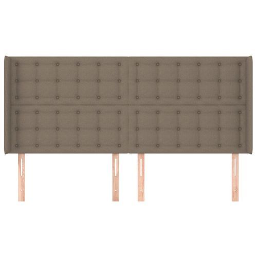 Tête de lit avec oreilles Taupe 203x16x118/128 cm Tissu - Photo n°3; ?>