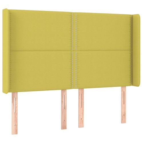 Tête de lit avec oreilles Vert 147x16x118/128 cm Tissu - Photo n°2; ?>