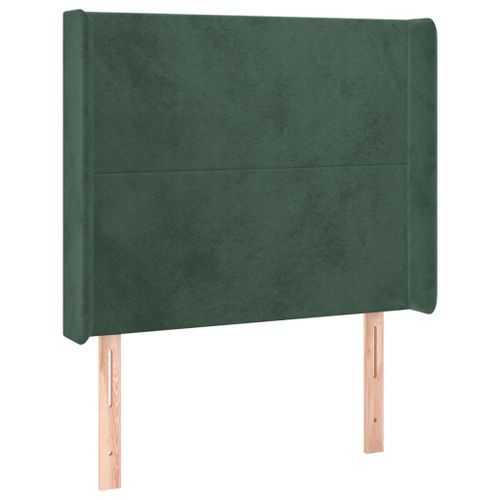 Tête de lit avec oreilles Vert foncé 103x16x118/128 cm Velours - Photo n°2; ?>