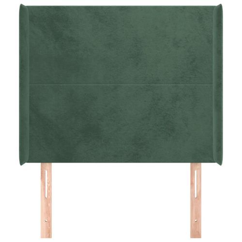 Tête de lit avec oreilles Vert foncé 103x16x118/128 cm Velours - Photo n°3; ?>