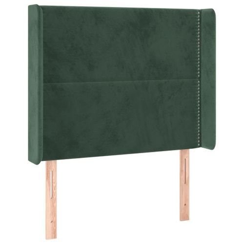 Tête de lit avec oreilles Vert foncé 103x16x118/128 cm Velours - Photo n°2; ?>