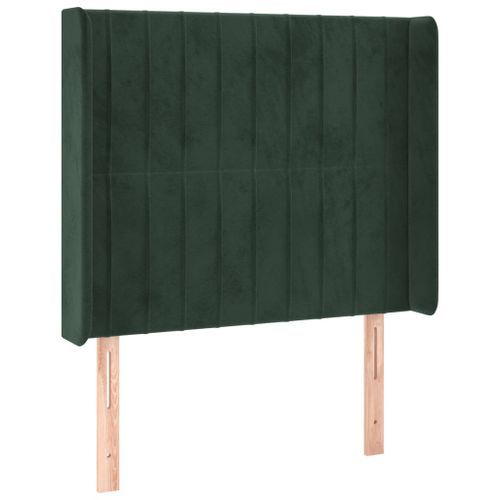 Tête de lit avec oreilles Vert foncé 103x16x118/128 cm Velours - Photo n°2; ?>