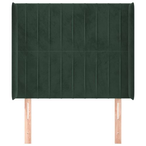 Tête de lit avec oreilles Vert foncé 103x16x118/128 cm Velours - Photo n°3; ?>