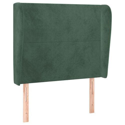 Tête de lit avec oreilles Vert foncé 103x23x118/128 cm Velours - Photo n°2; ?>