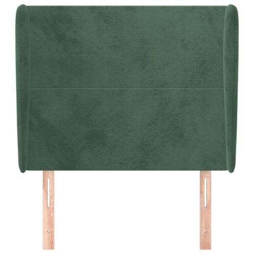 Tête de lit avec oreilles Vert foncé 103x23x118/128 cm Velours - Photo n°3; ?>