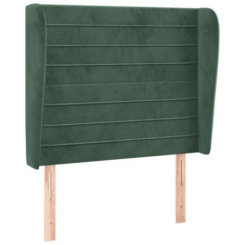 Tête de lit avec oreilles Vert foncé 103x23x118/128 cm Velours - Photo n°2; ?>