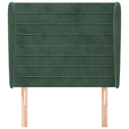 Tête de lit avec oreilles Vert foncé 103x23x118/128 cm Velours - Photo n°3; ?>