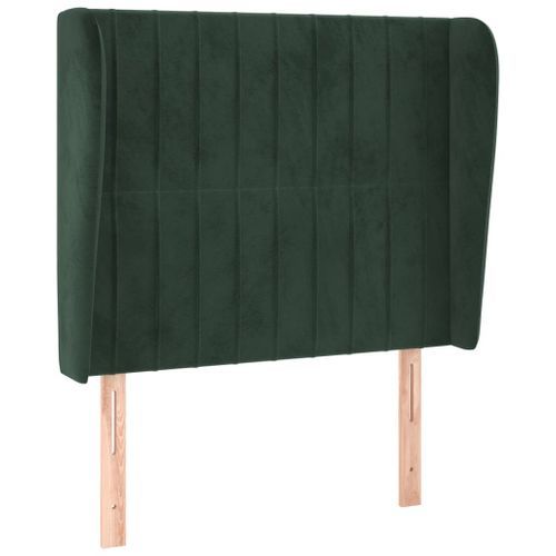 Tête de lit avec oreilles Vert foncé 103x23x118/128 cm Velours - Photo n°2; ?>