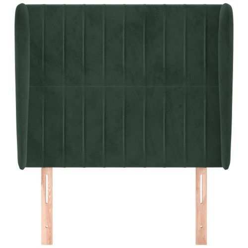 Tête de lit avec oreilles Vert foncé 103x23x118/128 cm Velours - Photo n°3; ?>