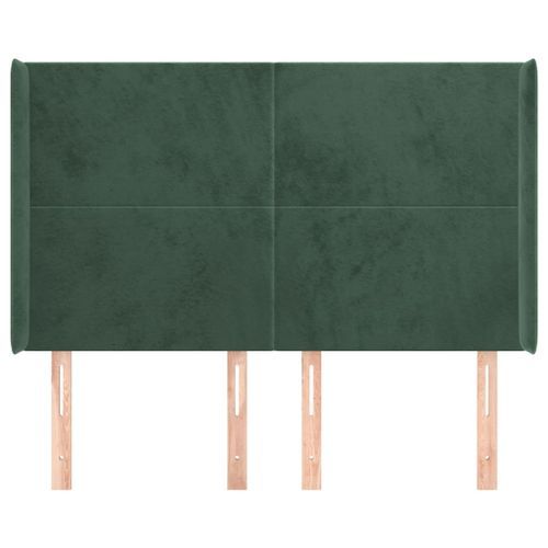 Tête de lit avec oreilles Vert foncé 147x16x118/128 cm Velours - Photo n°3; ?>