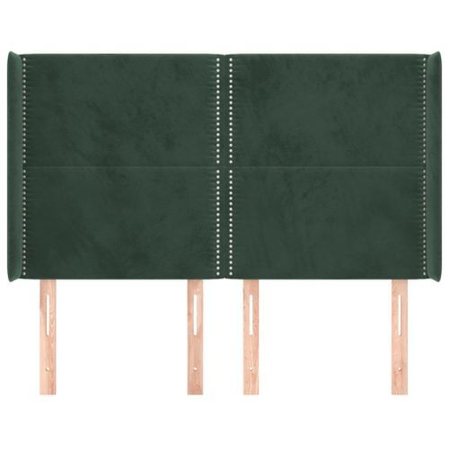 Tête de lit avec oreilles Vert foncé 147x16x118/128 cm Velours - Photo n°3; ?>