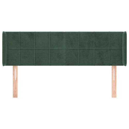 Tête de lit avec oreilles Vert foncé 147x16x78/88 cm Velours - Photo n°3; ?>