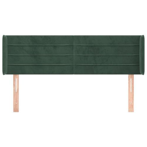 Tête de lit avec oreilles Vert foncé 147x16x78/88 cm Velours - Photo n°3; ?>