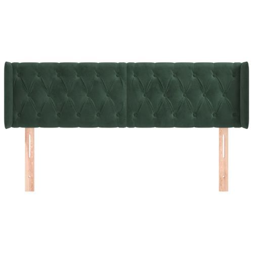 Tête de lit avec oreilles Vert foncé 147x16x78/88 cm Velours - Photo n°3; ?>