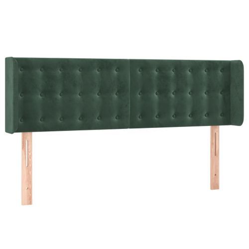 Tête de lit avec oreilles Vert foncé 147x16x78/88 cm Velours - Photo n°2; ?>