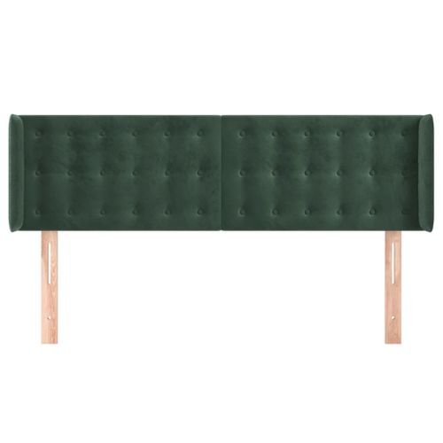 Tête de lit avec oreilles Vert foncé 147x16x78/88 cm Velours - Photo n°3; ?>