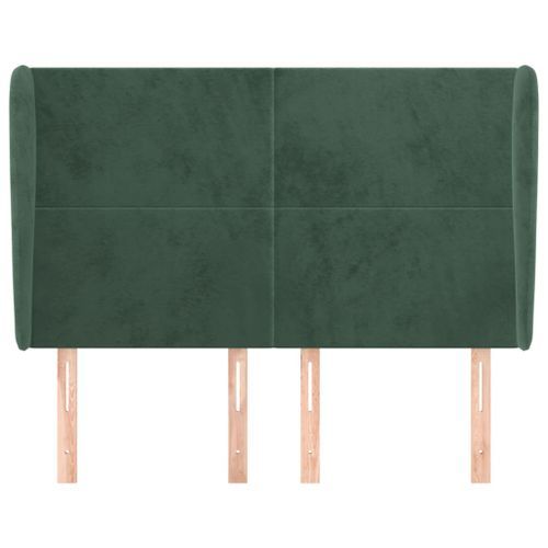 Tête de lit avec oreilles Vert foncé 147x23x118/128 cm Velours - Photo n°3; ?>