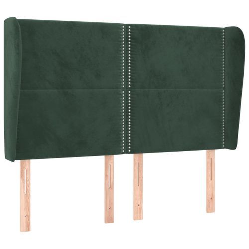 Tête de lit avec oreilles Vert foncé 147x23x118/128 cm Velours - Photo n°2; ?>