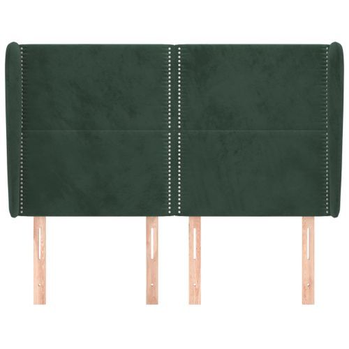 Tête de lit avec oreilles Vert foncé 147x23x118/128 cm Velours - Photo n°3; ?>