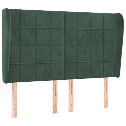 Tête de lit avec oreilles Vert foncé 147x23x118/128 cm Velours - Photo n°2; ?>